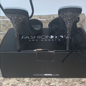 Black , tie up heels!